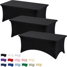 Pack Table Cloth for 6FT Rectangle Tables, Rectangular 6 Ft 3 Black