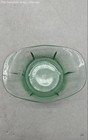 Green Depression Glass Oval Embossed Base Handled Dessert Fruit Serving Bowl — photo 3