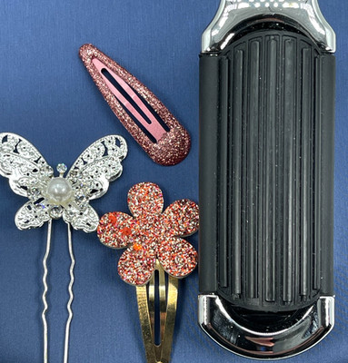 Folding Hair Brush and Hair Accessories. Colors Vary.