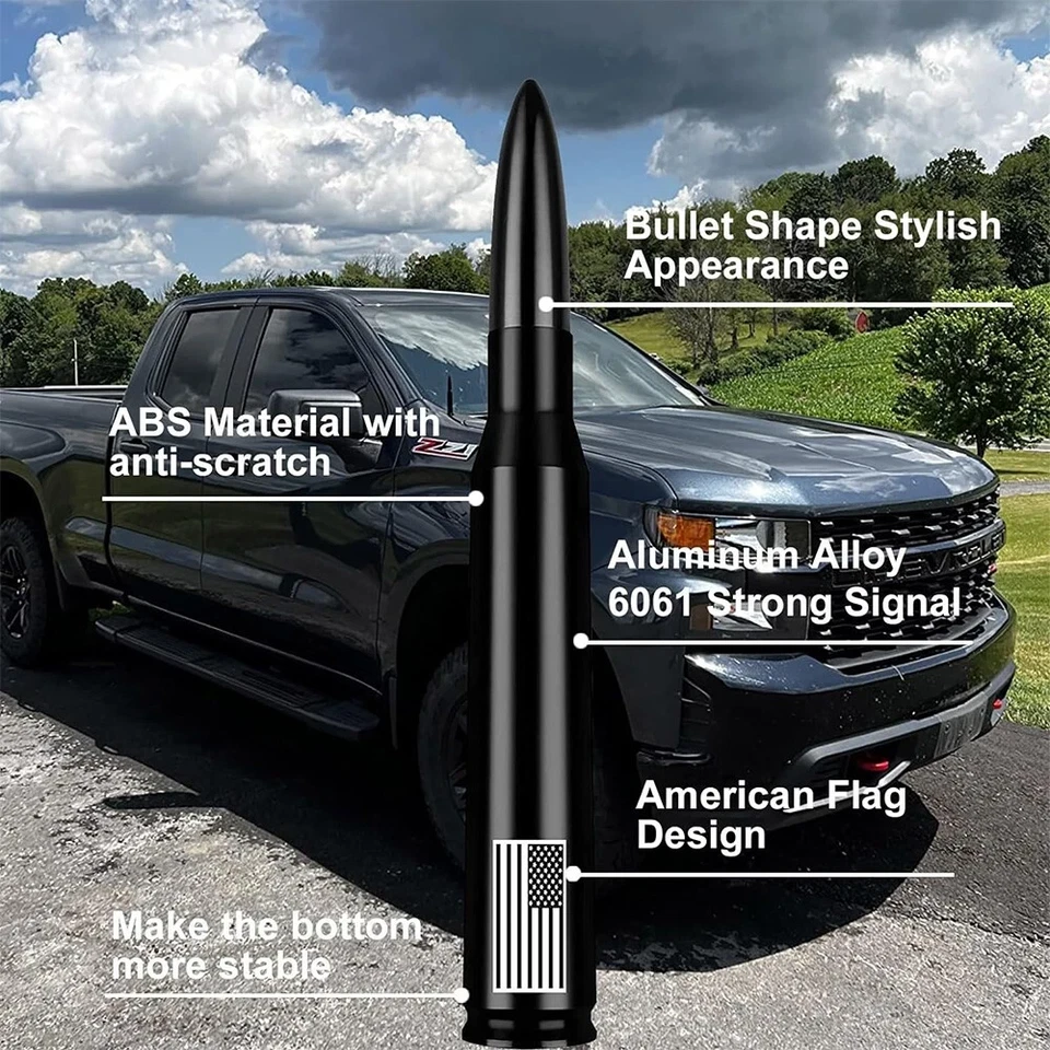 FLAG BULLET ANTENNA 50 CAL for CHEVROLET SILVERADO 1500/2500/3500/GMC SIERRA USA Foto 4 de 4