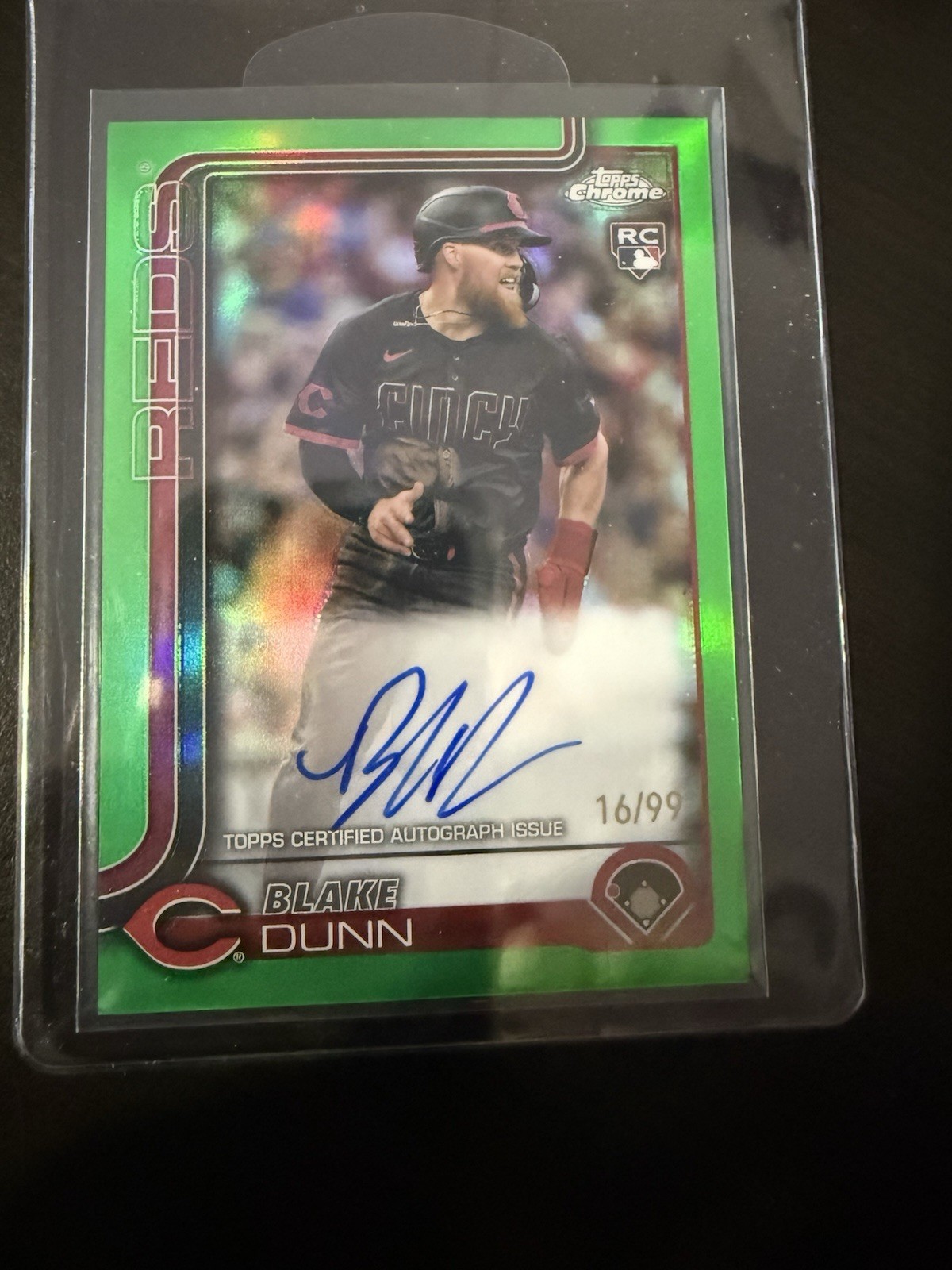 2025 TOPPS CHROME #161 BLAKE DUNN SP AUTO GREEN REF /99 CINCINNATI REDS