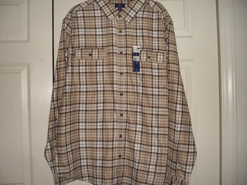MENS GEORGE LONG SLEEVE PLAID FLANNEL SHIRT SIZE 2XL TALL NWT