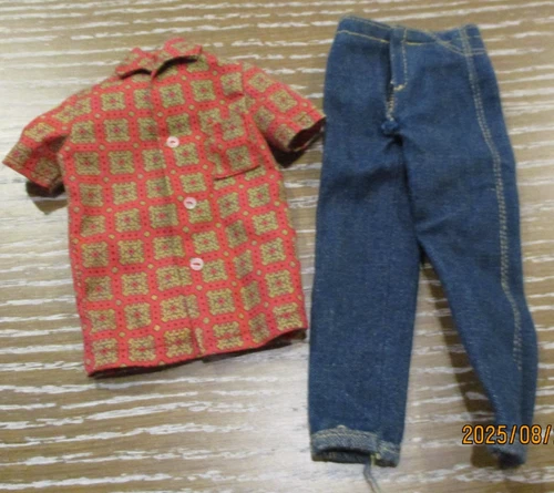 Vintage KEN Blue Jeans & Pak Plaid Shirt Set