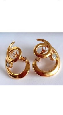 Original PIERRE LANG Design Ohrringe Ohrstecker vergoldet Wien Austria Ear Rings