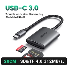 UGREEN USB 3.0 SD Card Reader Dual Slot TF Memory Card Adapter 5Gbps PC
