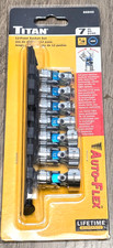 Titan 7pc 14 Auto-flex Spring Loaded 12pt Metric Flex Socket Set Wrail 66840 Titan 7pc 14 Auto-flex Spring Loaded 12pt Metric Flex Socket Set Wrail 66840