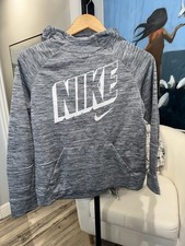 Boys NIKE Gray Graphic Hoodie Dri-Fit Pullover Sweatshirt 942162 Youth XL