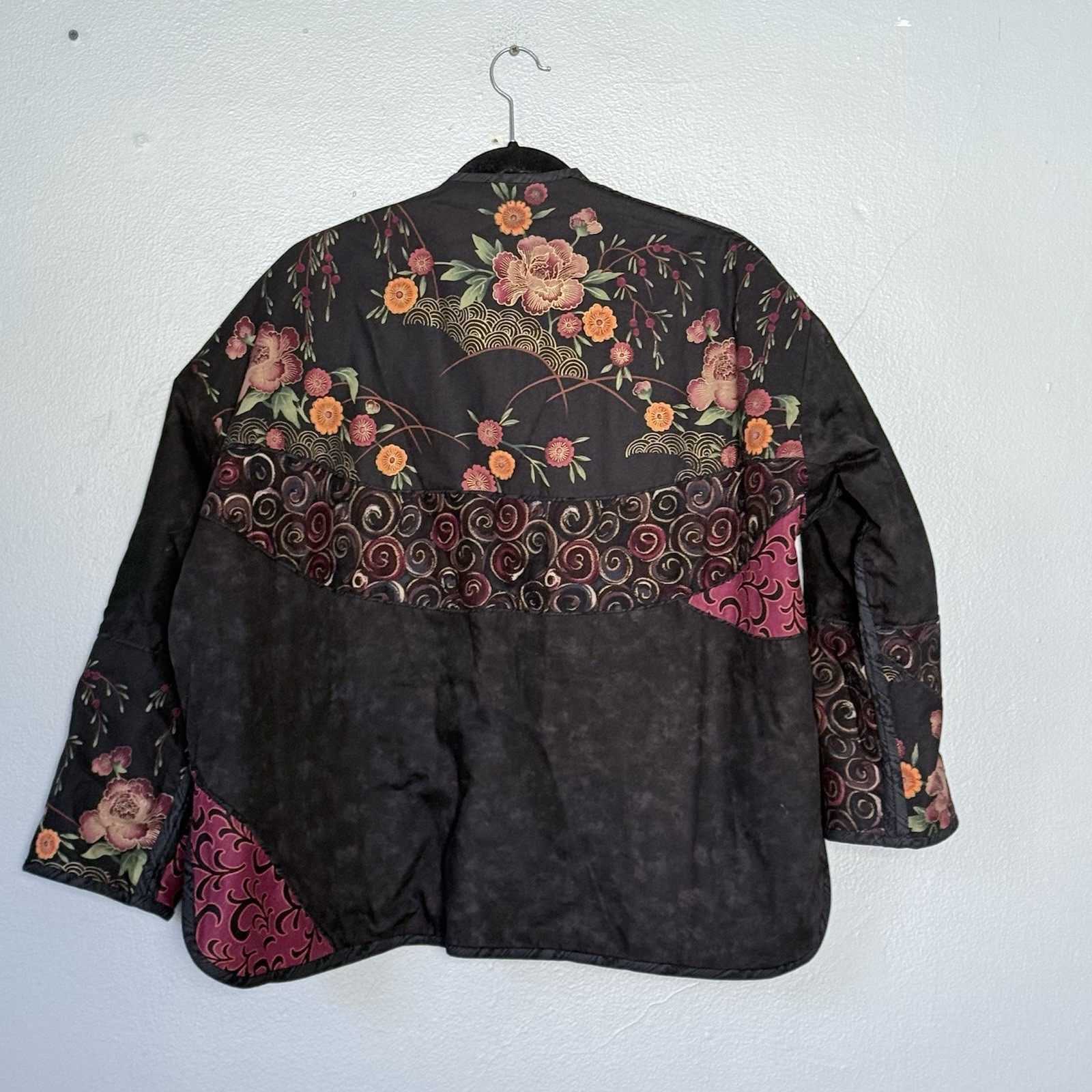 Patchwork Reversible Jacket  Large Black Mauve Ar… - image 4