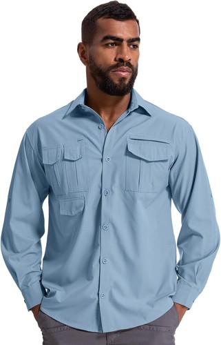 Herren Sonnenschutz Angelshirt Langarm Outdoor schnelltrocknend Cargoshirts - Bild 11 von 45