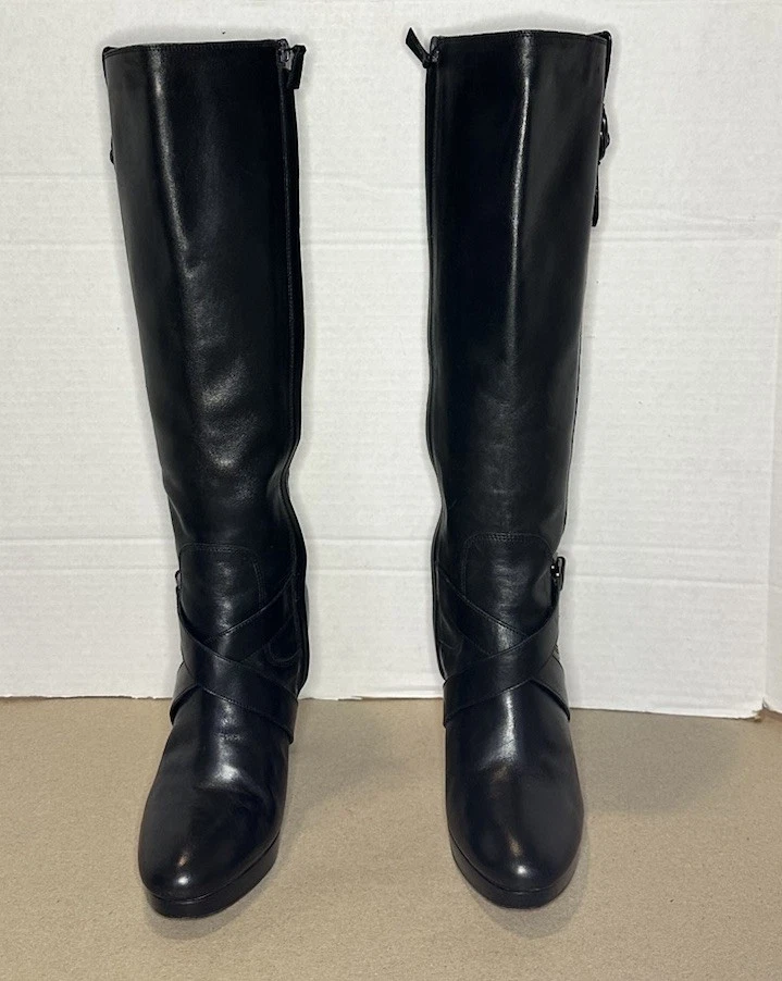 Cole Haan NikeAir Botas de Tacón Alto hasta la Rodilla Cuero Negro Cremallera Para Mujer Talla 7.5 Foto 3 de 4