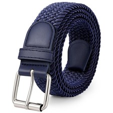 Braided Stretch Belt for Men Golf Casual Fabric Elastic Woven Belt 1 3/8" Adj