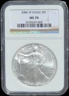 2006-W Burnished Silver Eagle NGC  MS70 - 1st Year -  Spotless