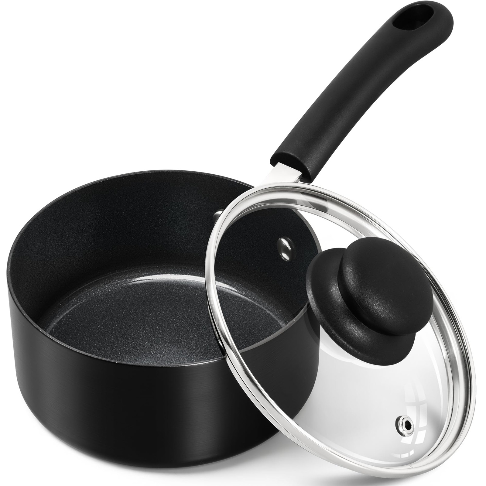 Nonstick 1 Quart Ceramic Saucepan with Lid for Easy Cleaning