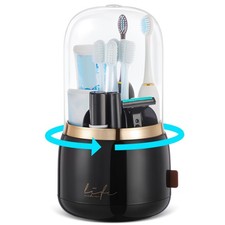 Toothbrush Holders for Bathrooms,Rotating 7-Slot with Cover and Draining Wate...