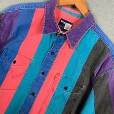 Vintage Wrangler Brushpopper Shirt Men's 19/36 Cowboy Striped VTG 80s 90s EUC