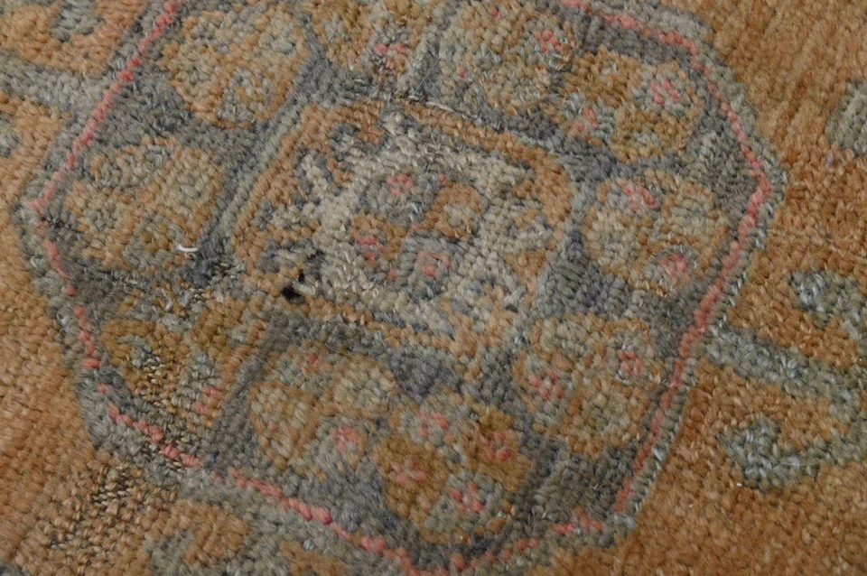 Oushak Turkish Doormat Rug 1x2 ORANGE Vintage Anatolian Handmade Small Kilim Rug - Image 4 of 4