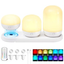 Rechargeable LED Light Bulb Set Battery Operated Magnetic Base with Remote Contr