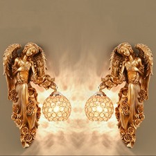 Antique Angel Decor Wall Lamp Entryway Crysta...