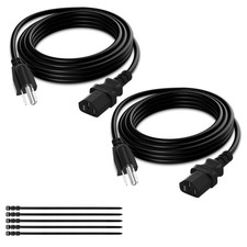 Power Cord 3-Prong 10 Ft 2 Pack ETL Listed 18AWG 125V 10A for Appliance  PC
