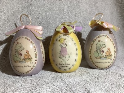 Vintage 1996 Precious Moments Decoupage Egg Ornaments, You re a Wish Come True