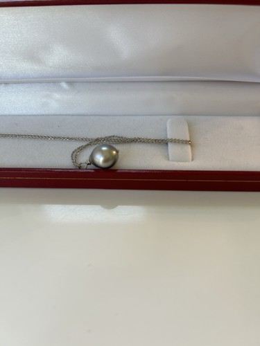 TAHITIAN TEARDROD CULTURED SEA PECOCK COLOR PEARL 14KWHITE GOLD PENDENT NECKLACE - Picture 11 of 14