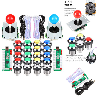 Arcade Spiel DIY Kit 2 Spieler USB Encoder LED Tasten MAME Raspberry Pi