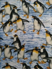 REMNANT Hoffman California Fabric "Naturescapes Style" Dancing Penguins 8"x21"