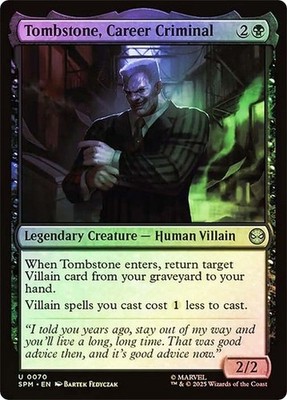 NM Foil Tombstone, Career Criminal, MTG, Marvel's Spider-Man, Magic, 70
