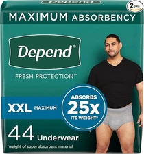 Depend Fresh Protection Adult Incontinence Underwear for Men,XX-Large-*44 COUNT*