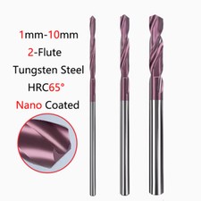 HRC65  Nano Coated Solid Carbide Drill Bit 1mm-10mm 2-Flute CNC Tungsten Steel