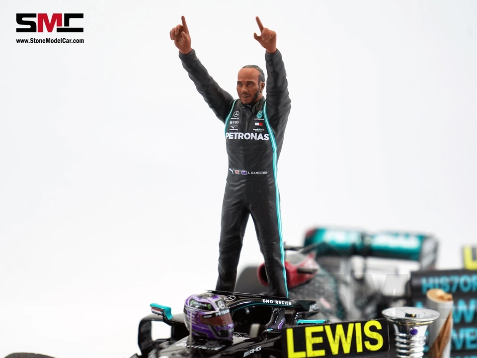 Mercedes F1 W11 44 Lewis Hamilton Turkey GP 2020 7x WDC 1:18 Spark Figure LE 544 - Image 3 of 4