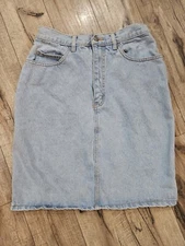 Vtg Gitano Denim Jean Skirt Womens 11/12 Blue Light Wash Button Fly Pockets
