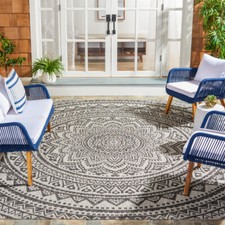 SAFAVIEH Outdoor CY8734-37612 Courtyard Light Grey / Black Rug