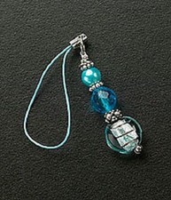 Silver Glass Bead Crystal Cell Phone Charm For Mobile Phone Mothers Day Gift