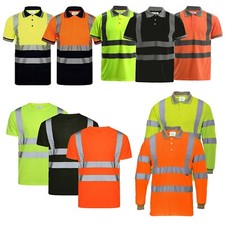 Hi Vis Viz Crew Neck T-Shirt Reflective Workwear Safety Orange Yellow Two Tone
