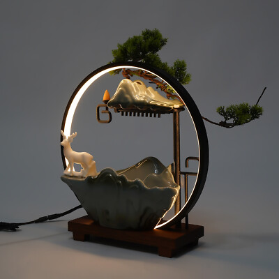 Desktop Water Fountain Indoor Waterfall with Atomizer & LED Table Decor Fountain