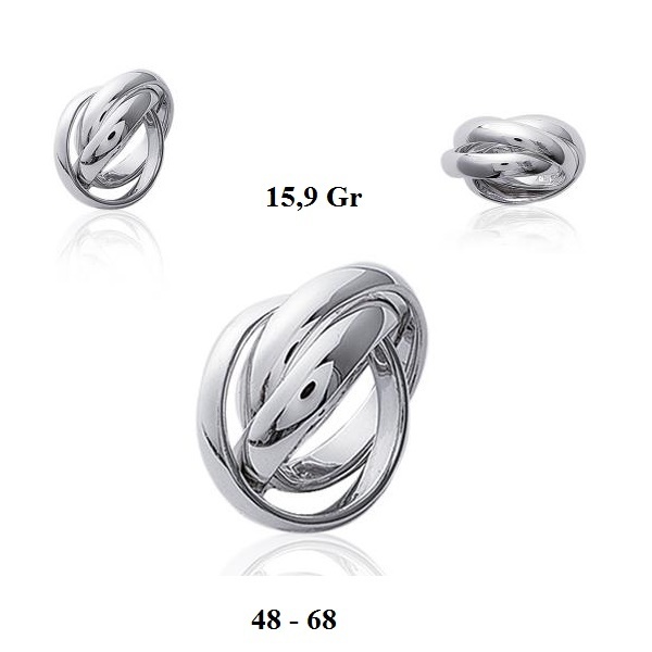 Alliance Unisexe En Acier Rhodié Poli Miroir - 3 Jonc Entrelacés, Taille 58, Marque Dolly-Bijoux