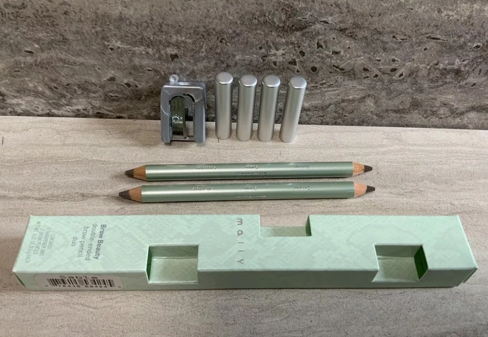  Mally Brow Beauty Double-Ended Brow Pencil Duo + Sharpener *SABLE* BNIB  - Image 4 of 4