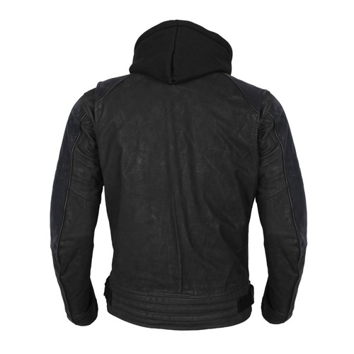 Australian Biker Gang Motorrad Nubuk Gewachst Leder Jacke Abnehmbare Kapuze - Picture 16 of 36