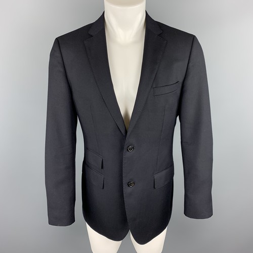 HUGO BOSS 38 Regular Navy Wool Notch 