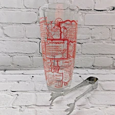Vintage Cocktail Shaker Irvinware Barware Glass Red 24 ounce - Recipes  NO LID