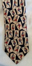 Very cool BALLY 100% pure silk mens neck tie with retro baseball player motif