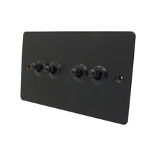 Flat Matt Black Plug Sockets Light Switches Dimmers - Whole Range available