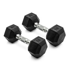 Pair 15lb Coated Hex Dumbbell Strength Training for Home Gym Fitness, 2 Pcs 