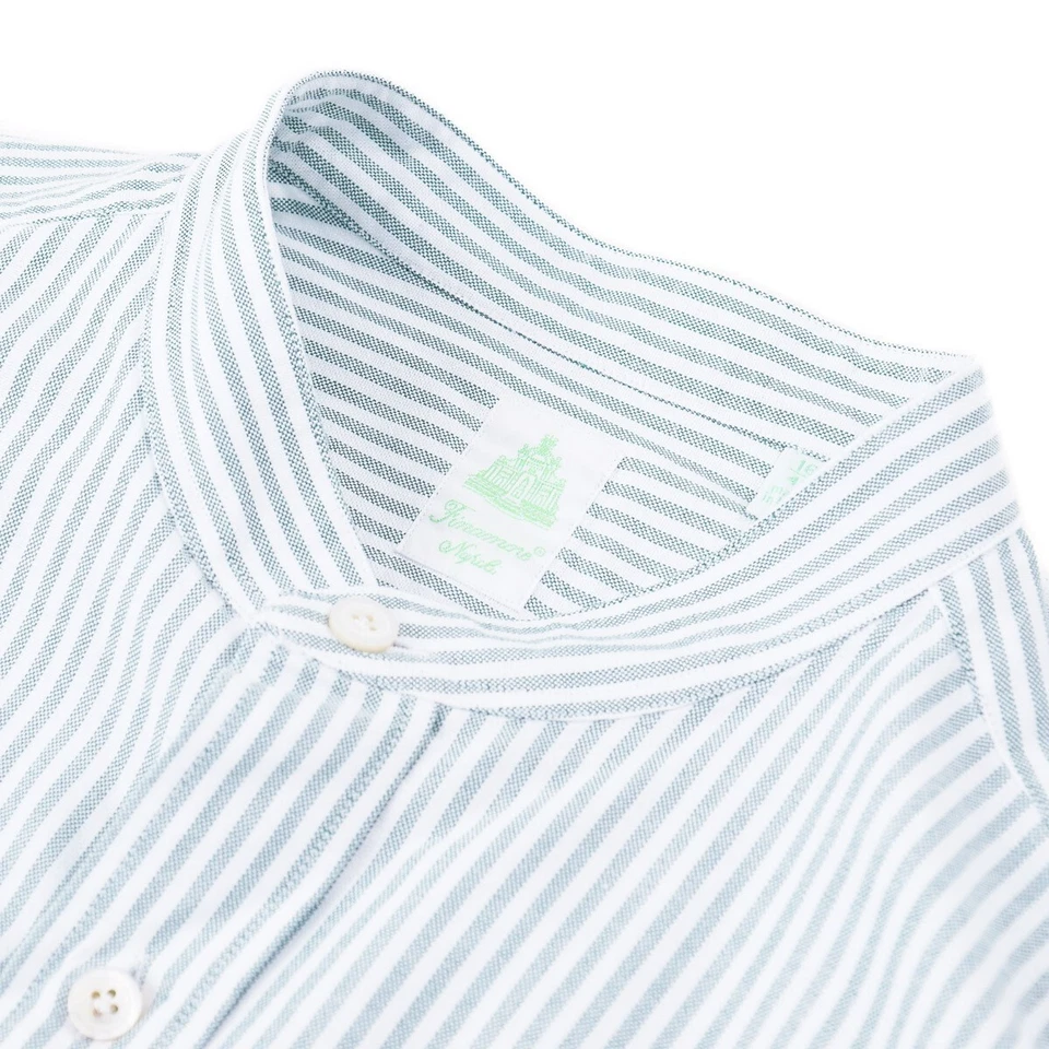 Camisa Finamore Napoli S/S 25 Slim-Fit Oxford Algodón con Cuello Banda 16 Nueva con Etiquetas Foto 4 de 4