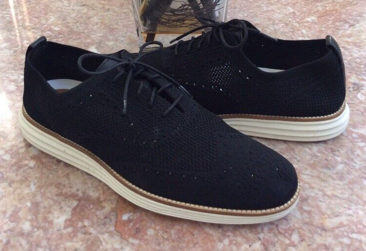 SAOLA Oxford Cole Haan uomo nero originale Grand Stitchlite punta alare C27959 taglia 11M us intime ottimeioni