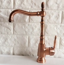 Antique Red Copper Single Handles Swivel Kithcen Sink Faucet Mixer Tap znf417
