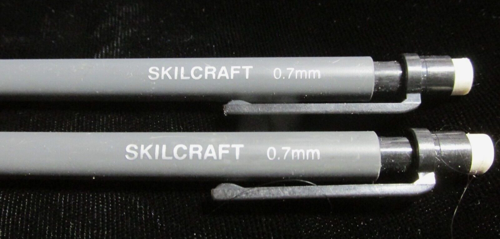 Vintage Skilcraft Mechanical Pencil Lot 2 Gray Comfort Grip 0.7mm Used
