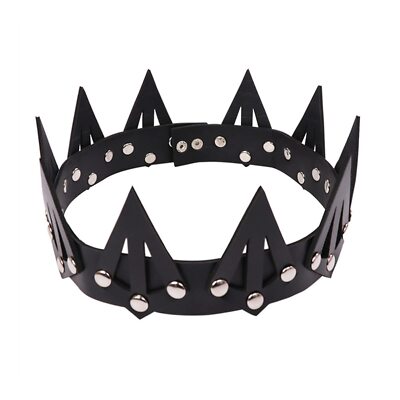 Leather Crown Unisex King Queen Gothic Crown for Halloween Masquerade Cosplay...
