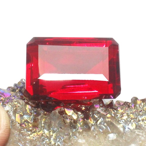 AAA+ 90 To 100 Ct Mozambique Blood Red Ruby Cut Emerald Certified Loose Gemstone - Picture 2 of 13